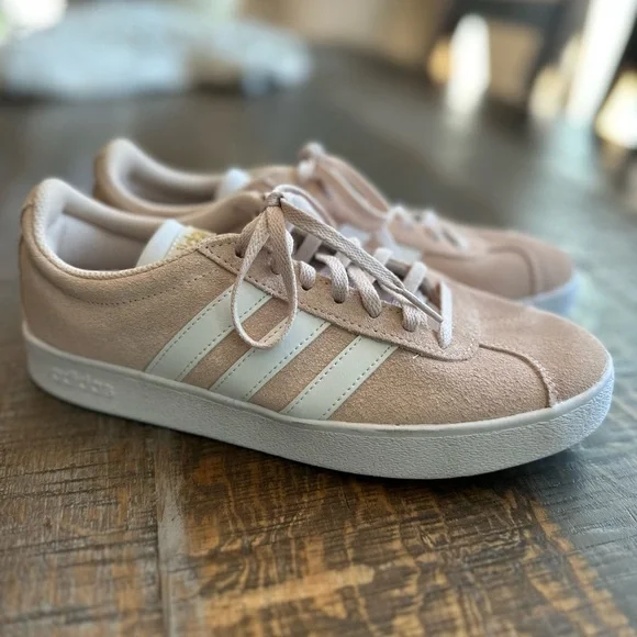 Adidas Women's VL Court 2.0 Suede Size 8 Pink/White Sneaker - Picture 2 of 9